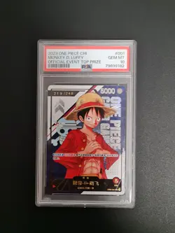 PSA 10 One Piece 2023 Monkey D. Luffy ST01-001 Event Top Prize Serial Chinese - Image 2