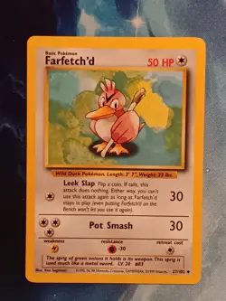 Farfetch'd 27/102 Base Set Unlimited Pokemon TCG Card Vintage WOTC Uncommon LP - Image 1