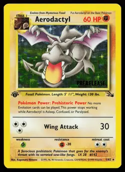Aerodactyl (Prerelease) 1/62 Holo 1st Edition Fossil Pokemon Card - Image 1