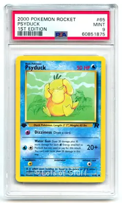 PSA 9 MINT Psyduck Team Rocket 1st Edition 2000 Pokemon WOTC 65/82 -75 - Image 1