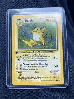 Pokemon TCG Raichu Base Set 14/102 Holo Rare 1st Edition GERMAN - Lightly Played - Image 1