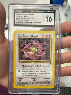 CGC GEM MINT 10 Team Rocket's Meowth Black Star Promos #18 2000 Pokemon - Image 1