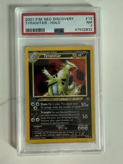 2001 Pokemon Neo Discovery Tyranitar Holo #12 PSA 7 - Image 1