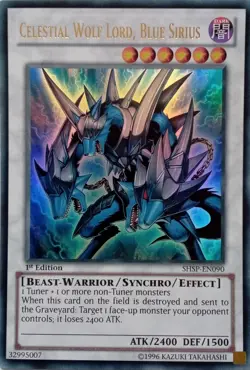 SHSP-EN090 CELESTIAL WOLF LORD, BLUE SIRIUS ULTRA RARE 1ST EDITION YuGiOh CARD - Image 1