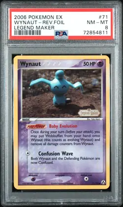 Pokemon Card Wynaut 71/92 Reverse Holo EX Legend Maker PSA 8 NM-MT - Image 1