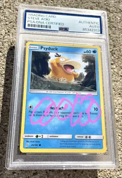 STEVE AOKI SIGNED Pokemon Card PSA/DNA Authentic Auto Slabbed PSYDUCK - Image 1