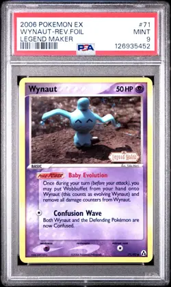 2006 POKEMON EX LEGEND MAKER #71 WYNAUT-REVERSE FOIL PSA 9 - Image 1