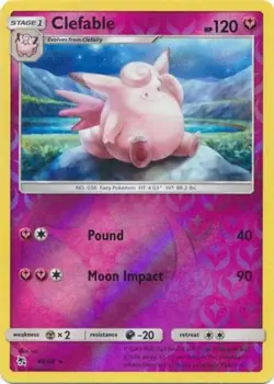 Pokemon - Clefable - 40/68 - Rare - Reverse Holo - Hidden Fates - NM - Image 1