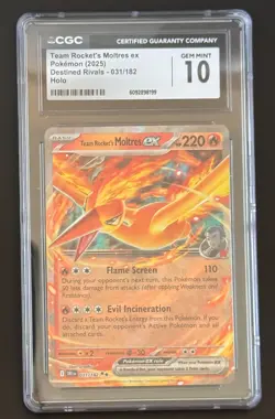 Team Rocket's Moltres ex 031/182 Holo Destined Rivals Pokemon Card CGC 10 - Image 1
