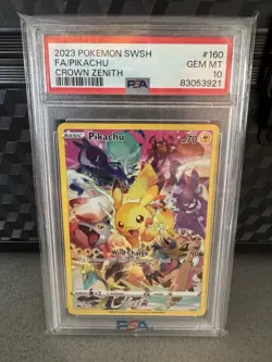 2023 Pokemon PSA 10 SWSH FA/Pikachu Crown Zenith 160/159 - Image 1