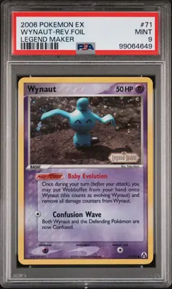 2006 POKEMON EX LEGEND MAKER 71 WYNAUT-REVERSE FOIL PSA 9 MINT - Image 1