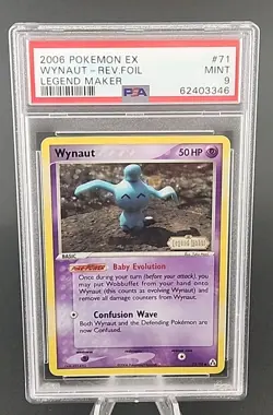 PSA 9 Mint 2006 Pokemon Wynaut EX Legend Maker Reverse Holo Foil #71 - Image 1