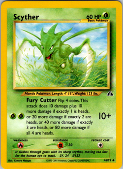 Scyther - 46/75 - Pokemon Neo Discovery Unlimited Rare Card WOTC - VLP - Image 1