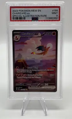 2023 POKEMON MEW EN-151 SPECIAL ILLUSTRATION RARE #199 CHARIZARD EX PSA 9 - Image 1