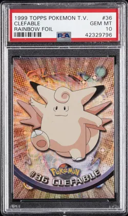 1999 TOPPS POKEMON TV RAINBOW FOIL #36 CLEFABLE PSA 10 - Image 1