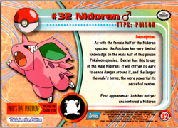 [NM] Nidoran #32 - 1999 Topps Series 1 Non-Holo Random Logo Pokemon TCG - Image 2