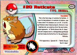 Topps Raticate #20 Foil Series 1 Pokemon 2000 Blue Label - Image 2