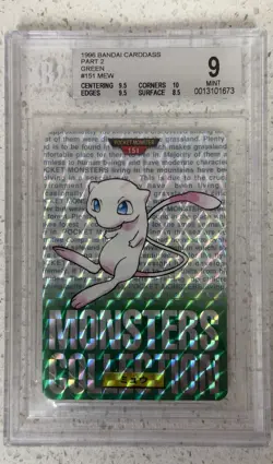 1996 Pokemon Bandai Carddass P.2 Green Mew BGS 9 Mint - Image 1