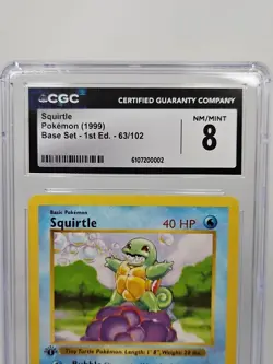 Squirtle 063/102 Base Set (Shadowless) Regular 1st Edition Cgc 8 Pokemon - Image 2