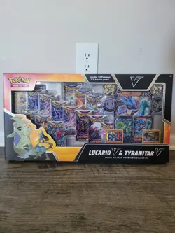 Pokemon Lucario V & Tyranitar V Heavy Hitters Premium Collection Box Booster - Image 1
