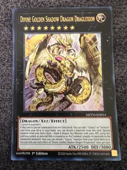 Yugioh Divine Golden Shadow Dragon Dragluxion MZTM-EN014 Ultra Rare 1st Ed NM - Image 1