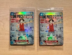 TWO One Piece Monkey D. Luffy US Voyage College Basketball Promo Cards Sealed - Image 1