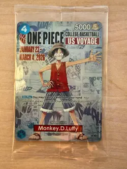 TWO One Piece Monkey D. Luffy US Voyage College Basketball Promo Cards Sealed - Image 3