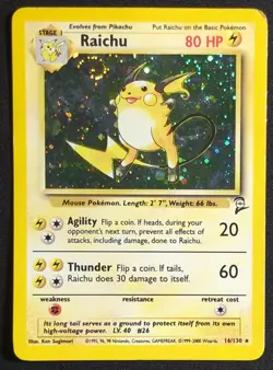 Raichu 16/130 Base Set 2 Pokemon Card With Swirl - Image 1