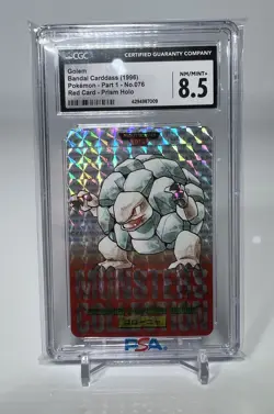 Golem No.076 Red Carddass Prism Holo Bandai 1996 Pokemon Card Japanese CGC 8.5 - Image 1