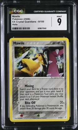 CGC 9 MINT Mawile 2006 EX Crystal Guardians 9/100 Holo Pokemon Card - Image 1