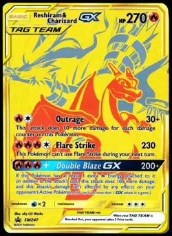 Pokemon TCG Reshiram & Charizard GX SM247 Sun & Moon Black Star Promo Card - LP - Image 1