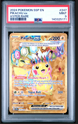 Pokemon Pikachu ex Surging Sparks Hyper Rare #247 PSA 9 Mint - Image 1