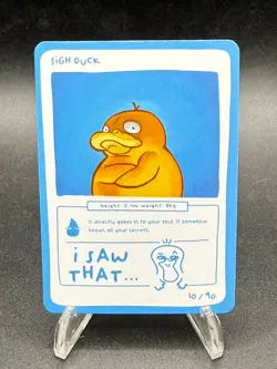 Pokedoodles Sigh Duck 10/90 - Pokemon Psyduck Fan Art Card - Image 1