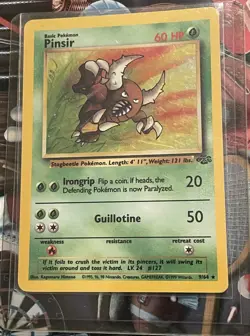 PINSIR 1999 POKEMON ORIGINAL JUNGLE RARE HOLO 9/64 Card Cards LP TCG Stagbeetle - Image 5