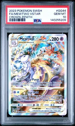 2023 Pokemon Sword & Shield SWSH Mewtwo Star Crown Zenith Galarian #GG44 PSA 10 - Image 1