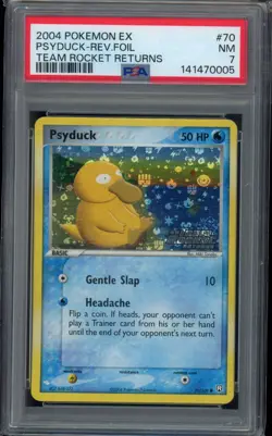 2004 Psyduck 70/109 Team Rocket Returns Reverse Holo Stamp PSA 7 Pokemon - Image 1