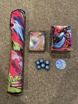 Pokemon Phantasmal Flames Charizard UPC Play mat Coin Card Sleeves Box And Dice - Image 1