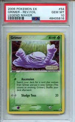 2006 Pokemon Ex Legend Maker #54 Grimer Reverse Stamp Legend Maker PSA 10 - Image 1