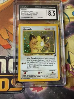 2000 Pokemon TCG Meowth Black Star Promos 10 Holo Promo -CGC 8.5- - Image 1