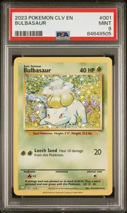 PSA 9 Mint Bulbasaur 001/034 CLV Classic Box Holo Rare Pokemon TCG 2023 - Image 1