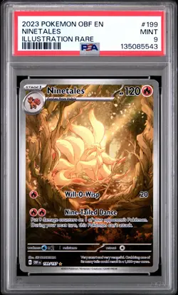2023 POKEMON OBF EN-OBSIDIAN FLAMES ILLUSTRATION RARE #199 NINETALES PSA 9 - Image 1