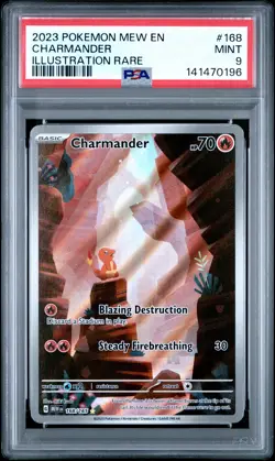 2023 POKEMON MEW EN-151 ILLUSTRATION RARE #168 CHARMANDER PSA 9 - Image 1