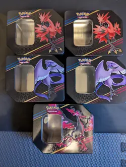 Lot of 5 Empty Pokemon Crown Zenith V Tins Featuring Moltres, Articuno, Zapdos - Image 1
