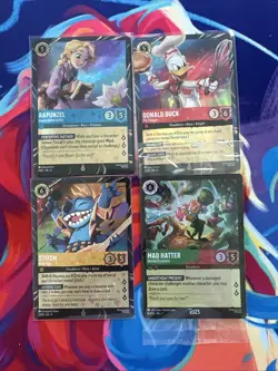 Disney Lorcana Card D23 Mad Hatter Promo + 3 Epcot Promos Donald Rapunzel Stitch - Image 1