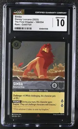 Disney Lorcana English Simba - Returned King The First Chapter Cold Foil CGC 10 - Image 1