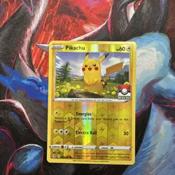 Pokemon TCG Pikachu Evolving Skies 049/203 "Pokemon League" Stamped Promo Card - Image 1