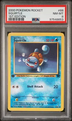 PSA 8 Squirtle - 2000 Pokemon Team Rocket 1st Edition 68 - Pokemon TCG Card - Image 1
