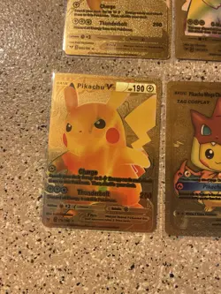 Pokemon Pikachu Textured Gold Foil Fan Art Pokemon (lot Of 8 Cards) - Image 2
