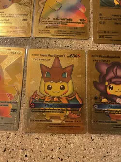 Pokemon Pikachu Textured Gold Foil Fan Art Pokemon (lot Of 8 Cards) - Image 3