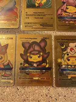 Pokemon Pikachu Textured Gold Foil Fan Art Pokemon (lot Of 8 Cards) - Image 4